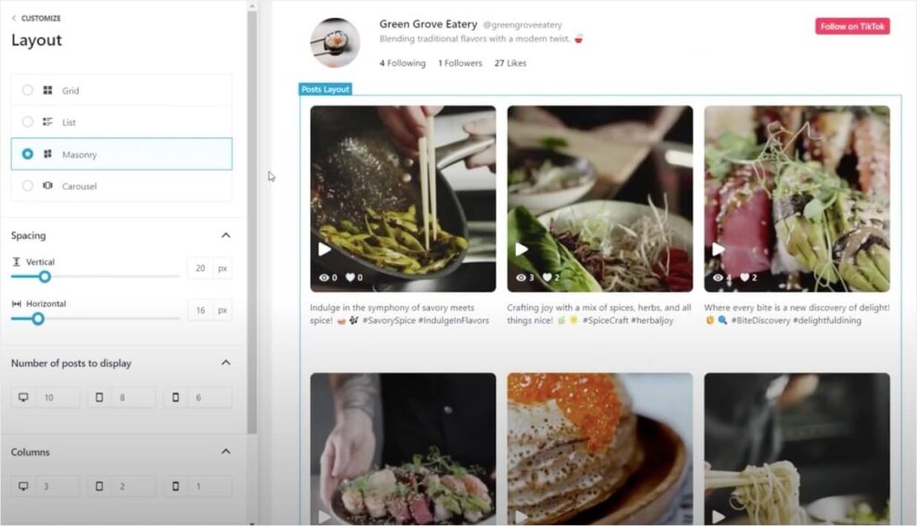 tiktok-feed-pro-customization-1 - Smash Balloon tiktok feed pro customization